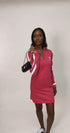 HEED NYC Classic Women's Hot Pink & White Track Dress